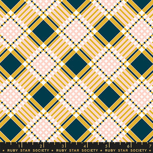 Plaid in Goldenrod | Strawberry & Friends by Kimberly Kight