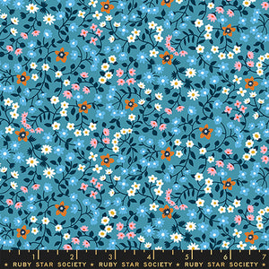 Clothesline Floral in Vintage Blue | Strawberry & Friends by Kimberly Kight