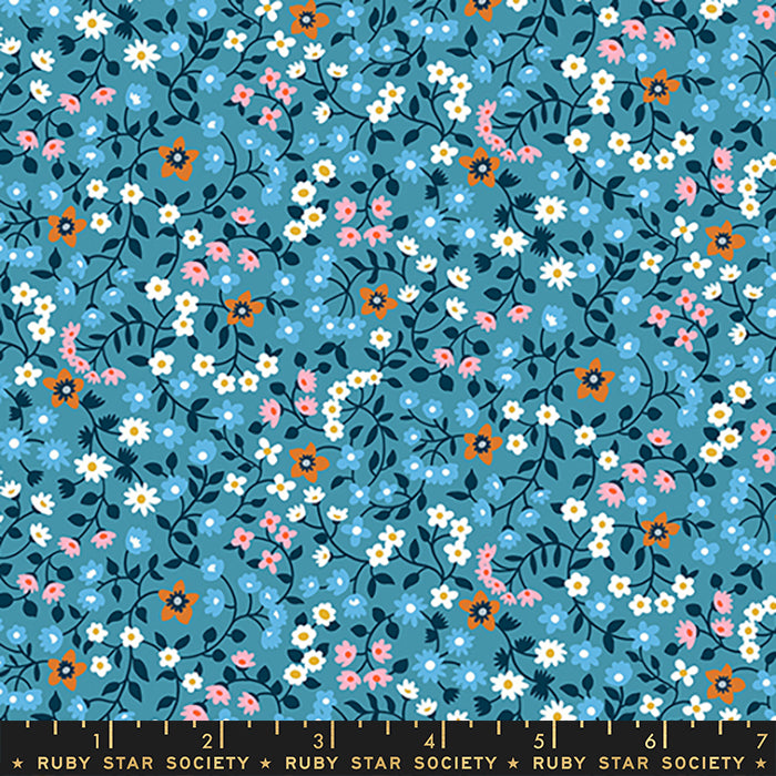 Clothesline Floral in Vintage Blue | Strawberry & Friends by Kimberly Kight